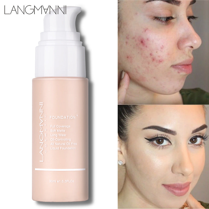 Langmanni Cross-border Makeup Liquid Foundation Matte Oil Control Concealer Foundation European And American Makeup Amazon Exclusively