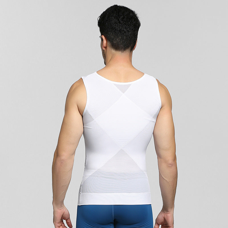 New Men's Tummy Control, Chest Expansion, Back Straightening, Thin Mesh Breathable Beer Belly Shaping Garment, Body Shaping Ny028
