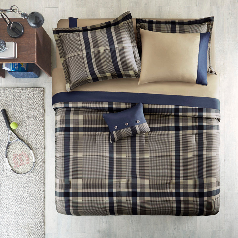 Full Plaid Comforter Set with Bed Sheets