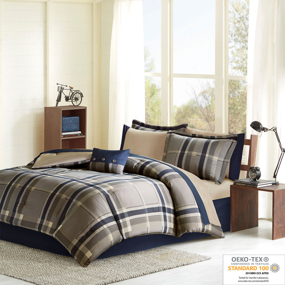 Full Plaid Comforter Set with Bed Sheets