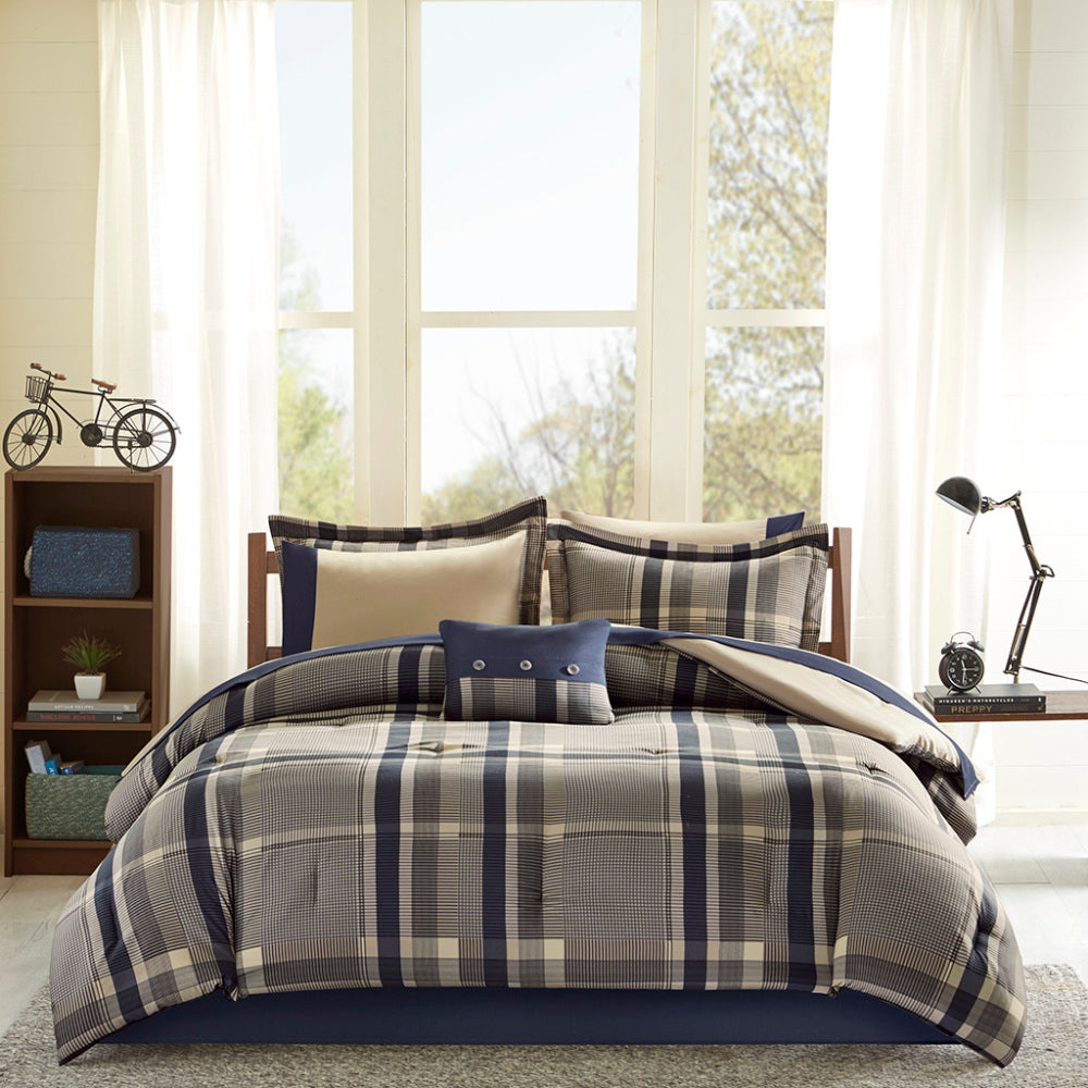 Full Plaid Comforter Set with Bed Sheets