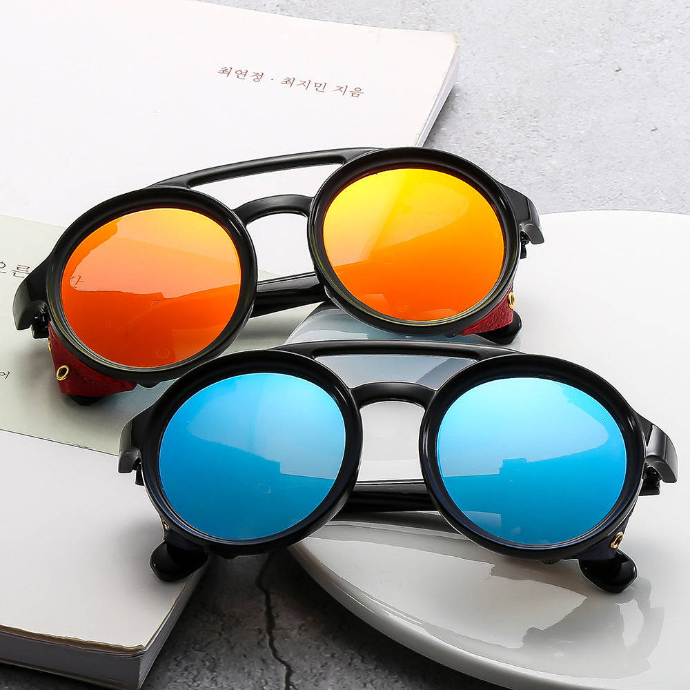 New Fashion Punk Leather Buckle PC Sunglasses UV Protection Personalized Sunglasses Street Shot Men's And Women's Glasses
