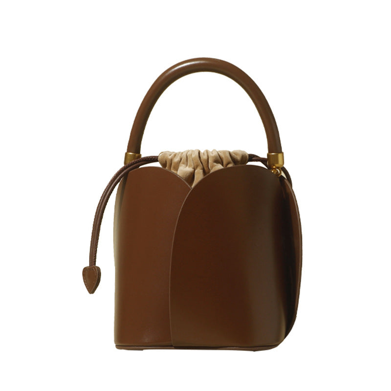 Women's Bags 2025 New Bucket Bag Niche Design Vegetable Basket Bag High-End Petal Flower Hand-Held Crossbody Bag
