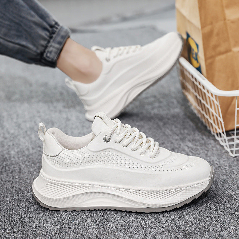 Men's Shoes, Large Size Leather Sports And Casual Shoes, Korean Style Heightening Dad Trendy Shoes, Cross-Border Foreign Trade Popular Thick-Soled Sneakers