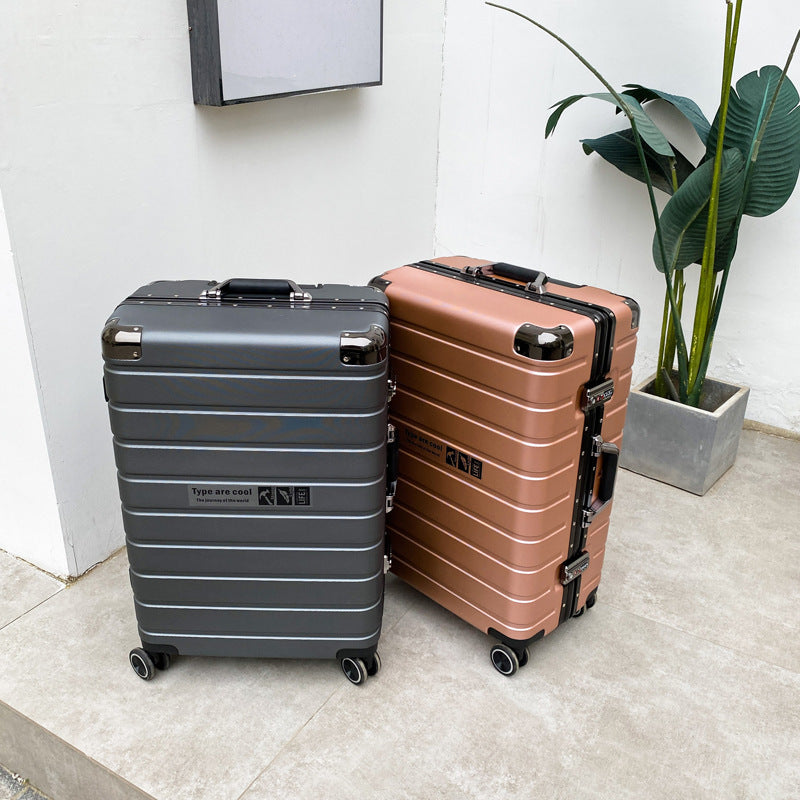 Frosted Durable Luggage Case Aluminum Frame Password Robust Trolley Case 24 Female Male 28 Inch Boarding Leather Large Travel Case 30