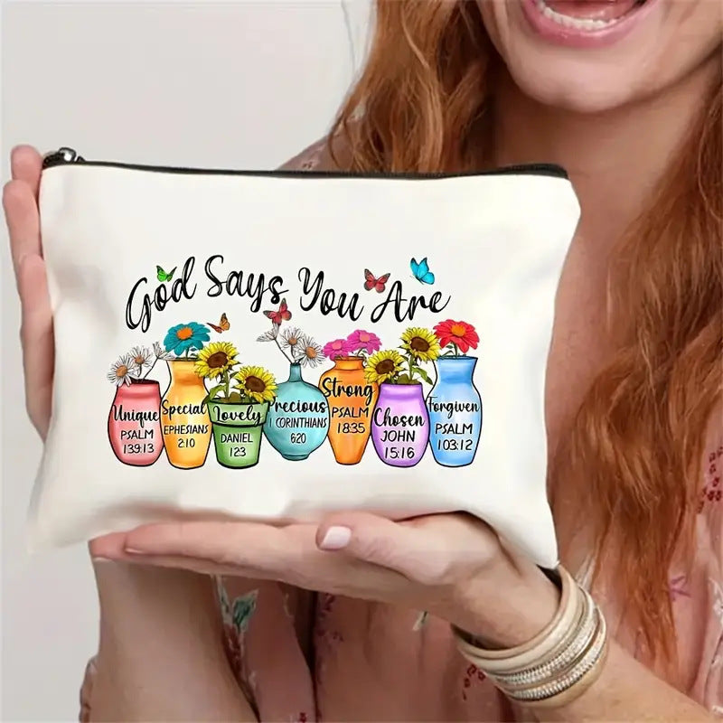 Makeup Bag Printed With Flower Pattern, Lovely Travel Bag Storage Bag, Travel Light Cosmetics Organizer
