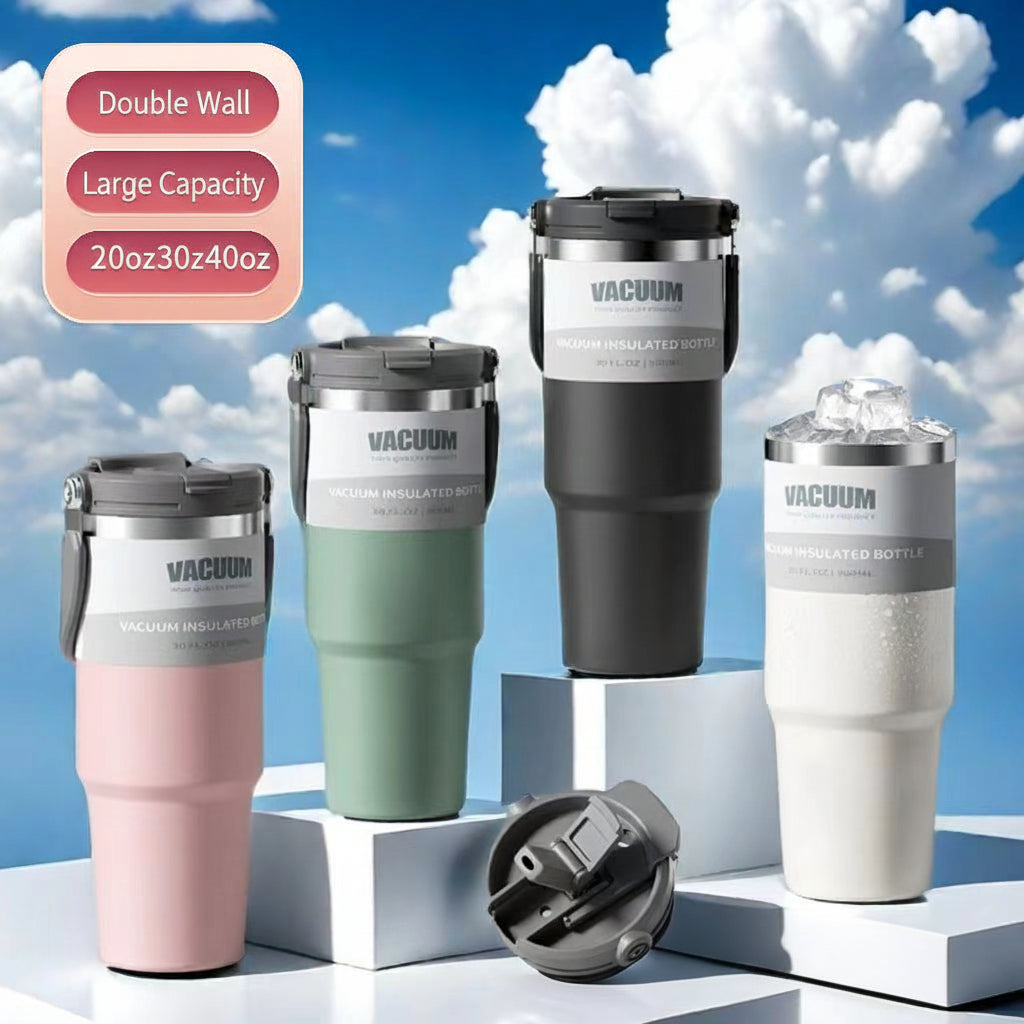 Cross-Border Insulated Cup 30oz Car Cup Stainless Steel Portable Giant Vacuum Straw Cold