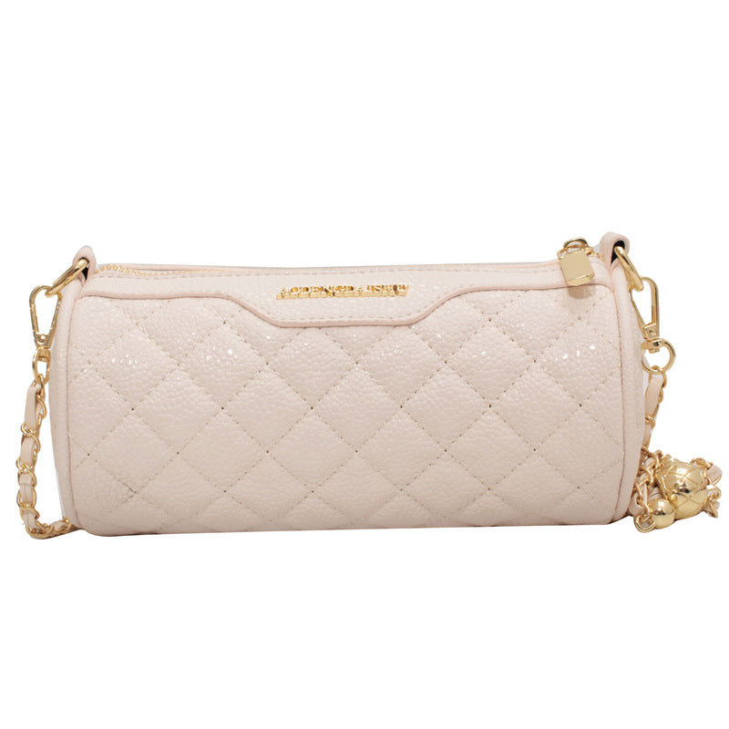 High-End Texture Small Bag For Women 2024 New Trendy Niche Design Chain Cross-Body Bag Popular Women's Cylindrical Bag
