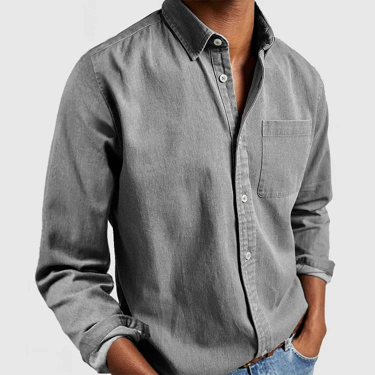2024 Cross-border Export E-commerce New Amazon Independent Station Men's Shirt New Long-sleeved Lapel Men's Shirt