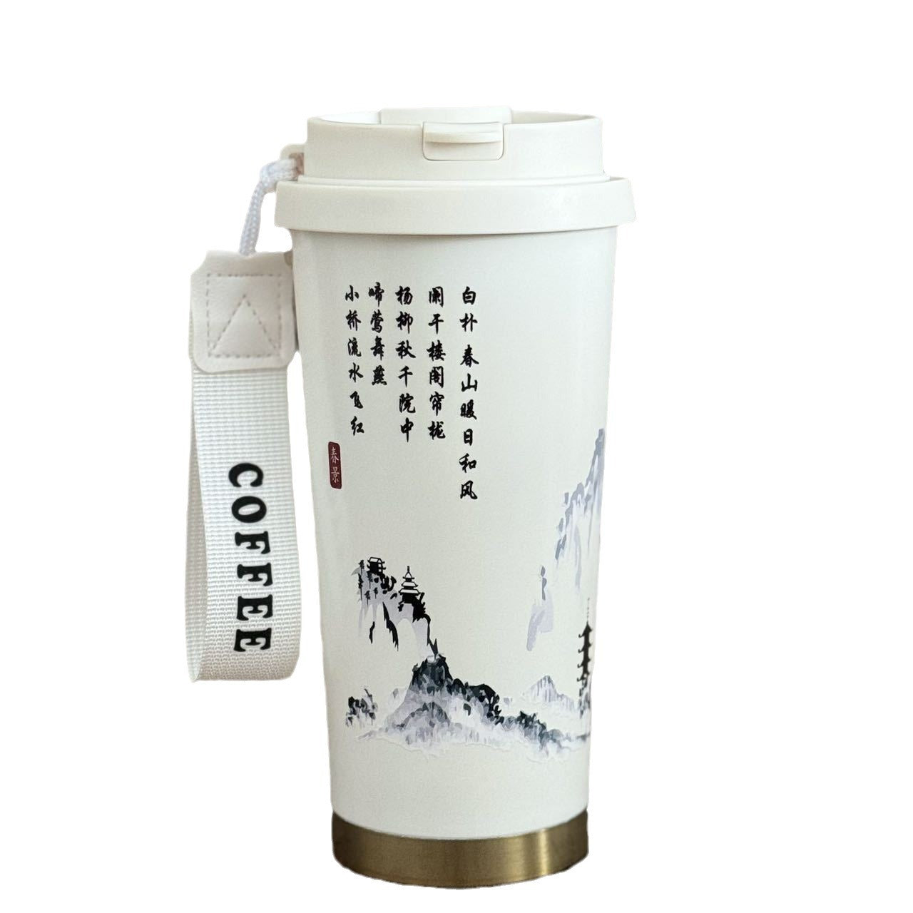 Guofeng Thermos Cup Women's Water Cup High Color Value 316 Stainless Steel Coffee Cup Accompanying Portable Student Cup With Straw