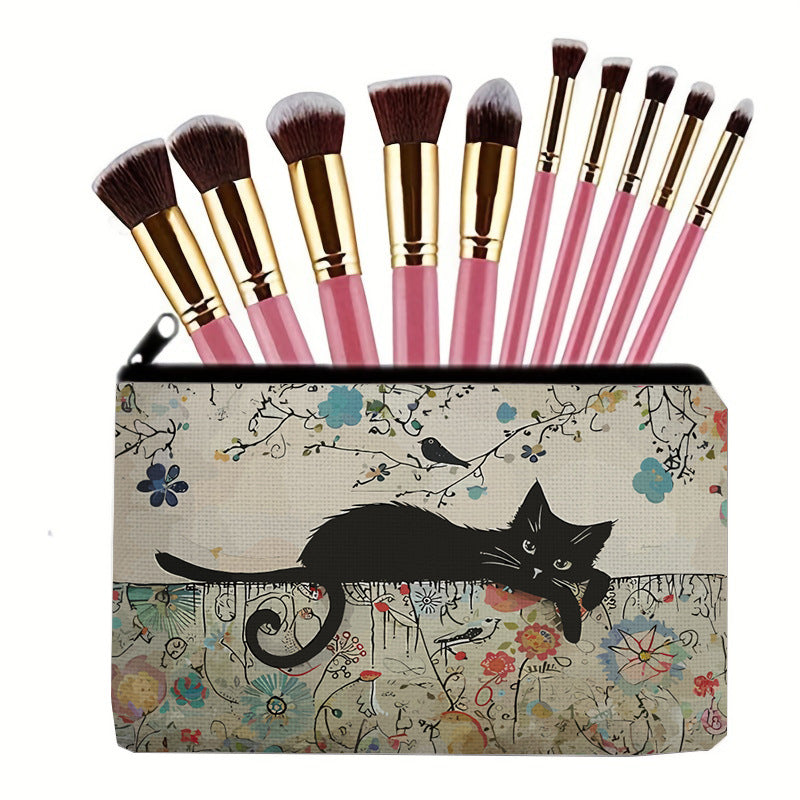 Retro Cat Makeup Bag, Cute Travel Bag, Travel Lightweight Makeup Organizer, Multifunctional Coin Money
