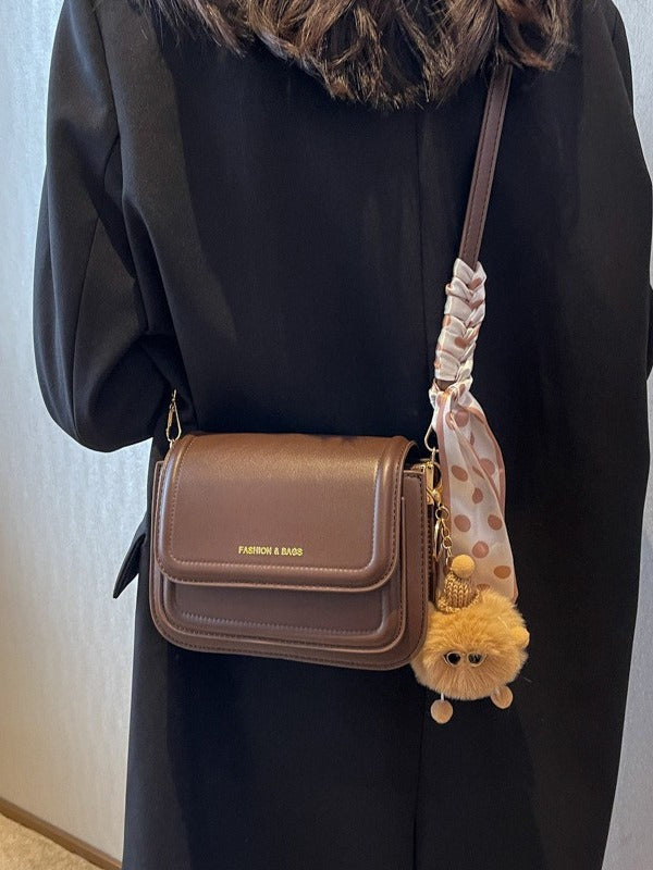 Niche Design Simple Solid Color Texture Popular Messenger Bag Japanese Multi-layer Small Square Bag Women's All-match Shoulder Bag