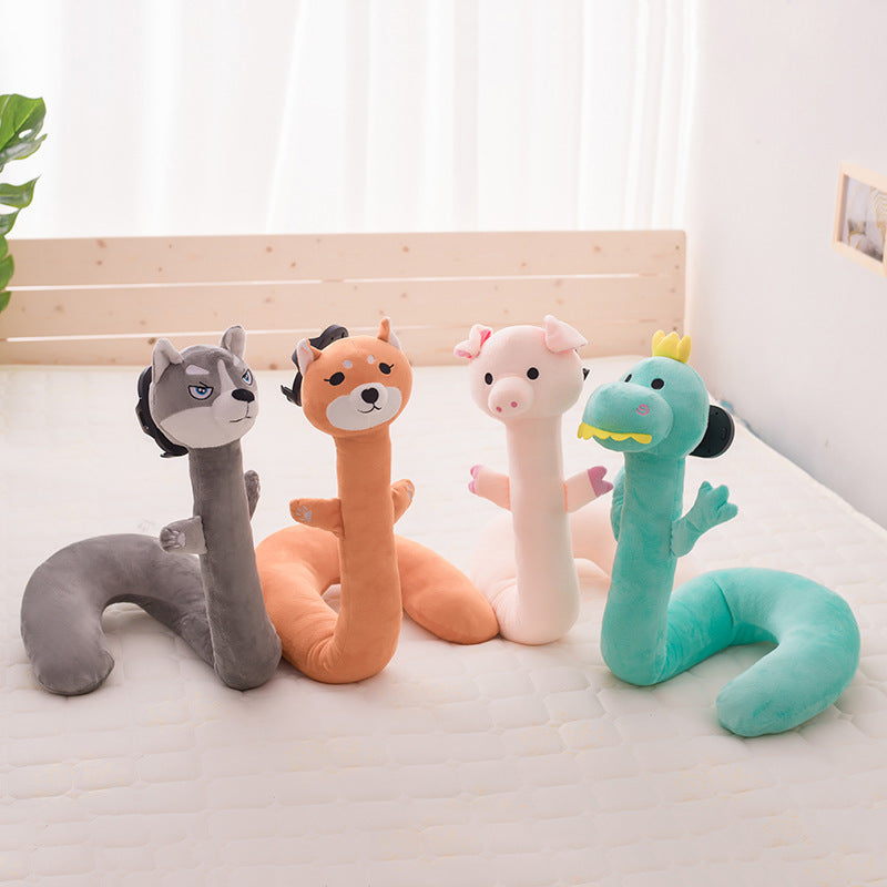 Cartoon Animal U-shaped Pillow Removable Mobile Phone Stand Bed Watching Tv Hanging Neck Cervical Spine Pillow Lazy Stand