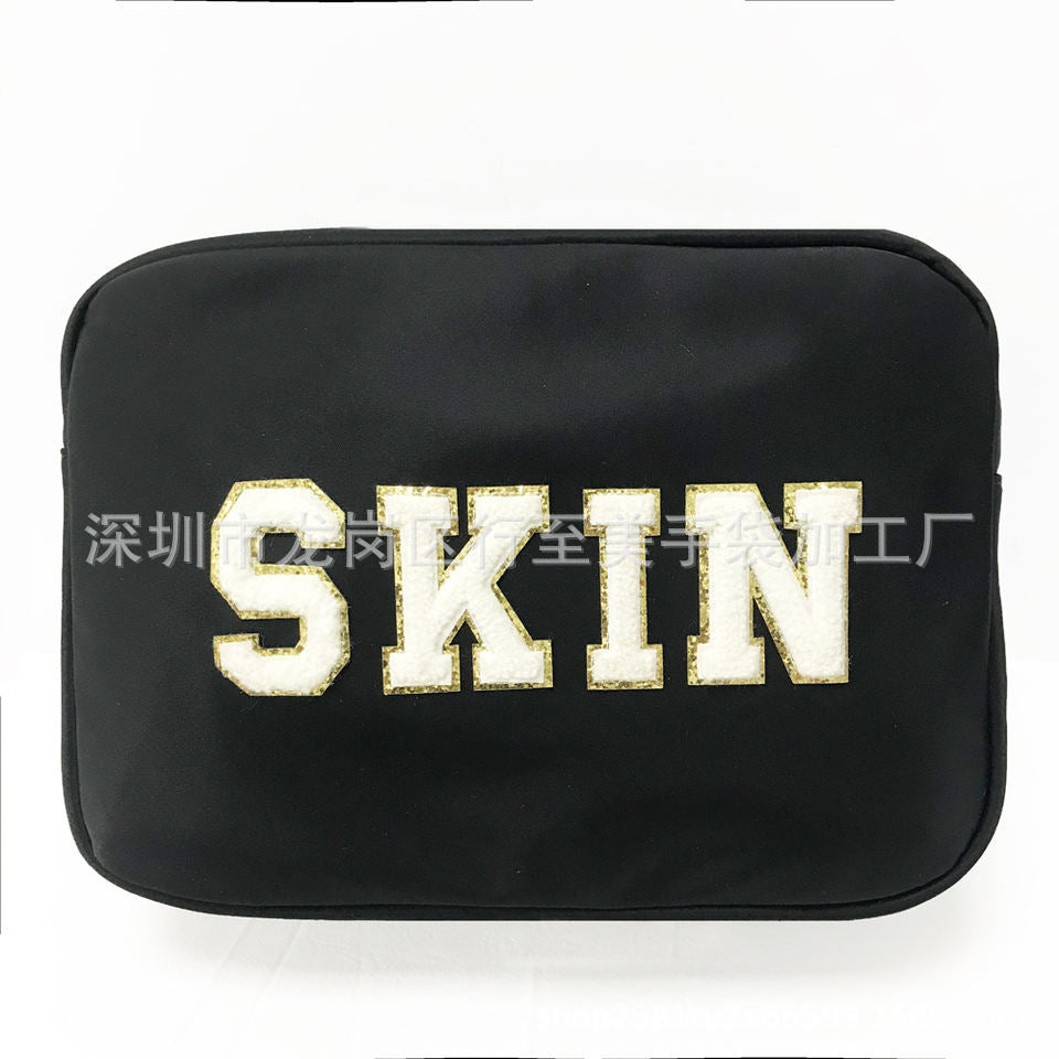 Customized Logo Wash Bag Waterproof Nylon Cosmetic Pouch Organizer Travel Storage Bag Zipper Toiletry Bag Handbag
