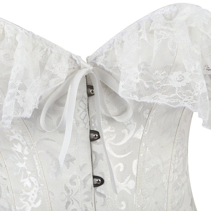 Trendy Influencer-Style 1810 Shapewear Bodysuit Bridal Corset Dress Lace Sleeves Tummy Control Shapewear Fishbone Bra