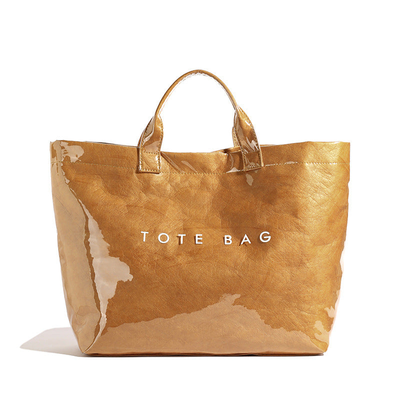 Manufacturer Customized Retro Waterproof Dupont Paper Shoulder Bag, Fashionable Work Clothing Large Capacity Tear-Resistant Kraft Paper Handbag