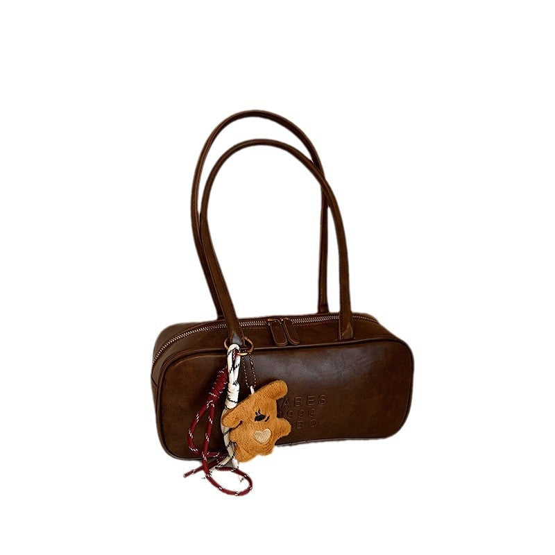 Shoulder Bag Korean Blogger's Same Retro Bowling Handbag Autumn And Winter Texture Niche Design Commuter Bag For Women