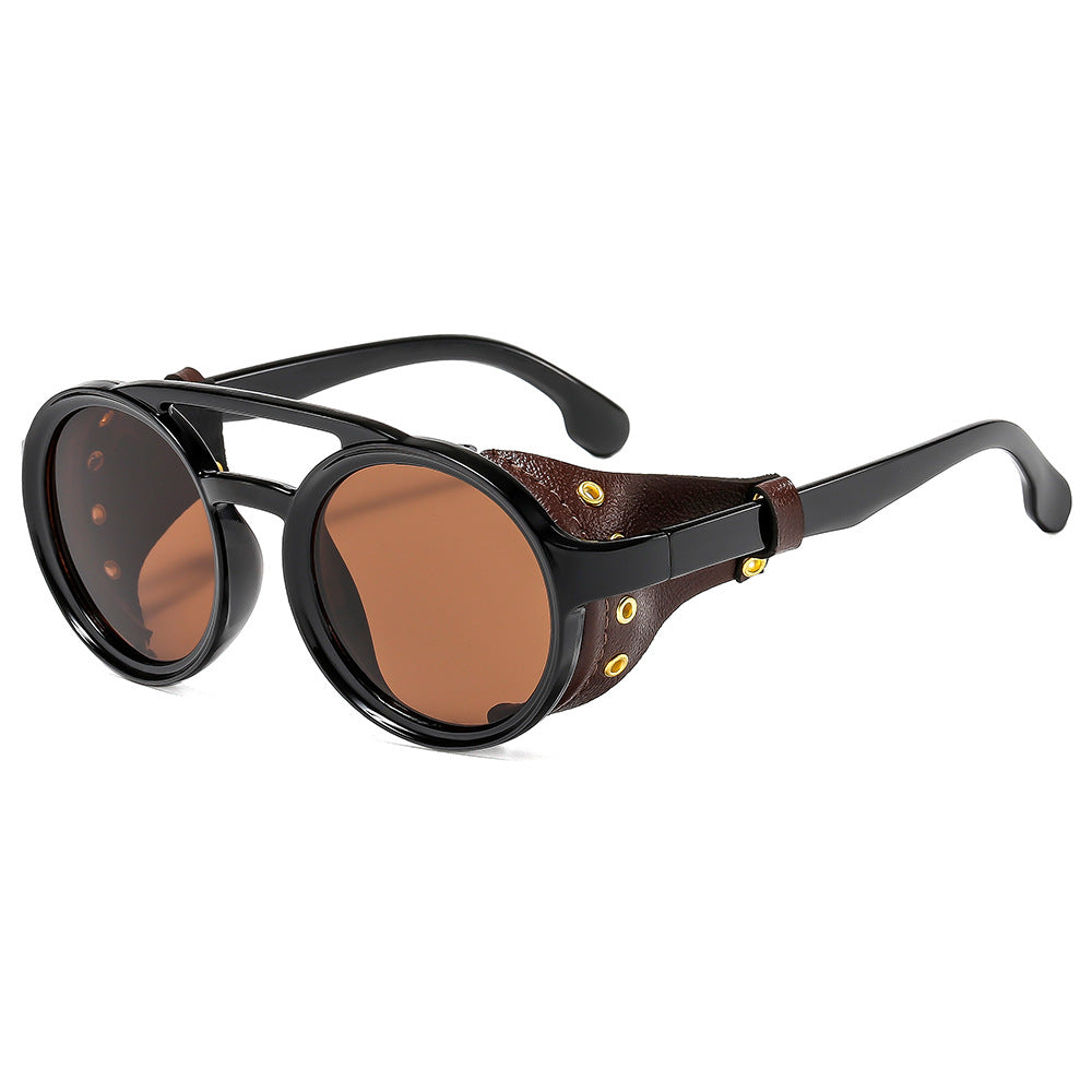 New Fashion Punk Leather Buckle PC Sunglasses UV Protection Personalized Sunglasses Street Shot Men's And Women's Glasses
