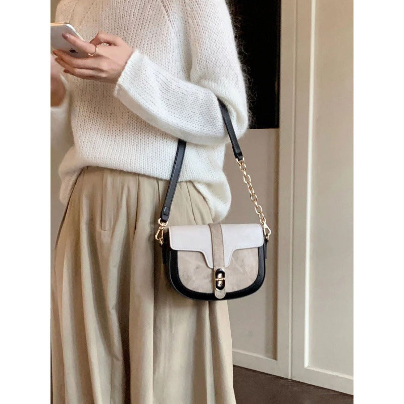 Niche Design High-End Bag For Women 2023 New Ins Crossbody Semi-Circle Saddle Bag Spliced ​​Shoulder Armpit Bag