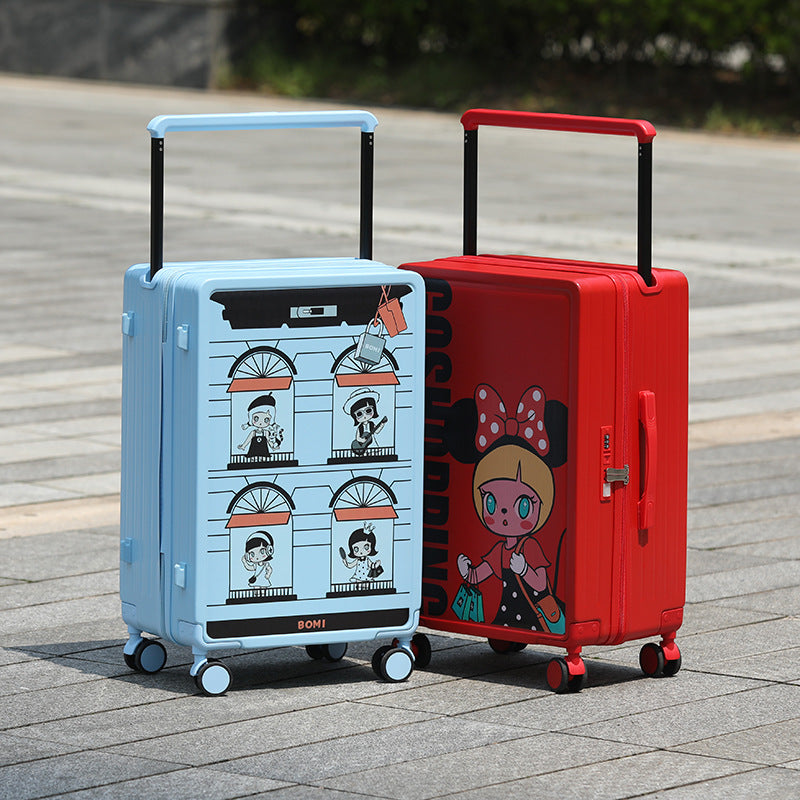 High-Value Ins Solid Color Cartoon Trolley Suitcase For Men And Women 20inch / 24inch Travel Luggage With Combination Lock