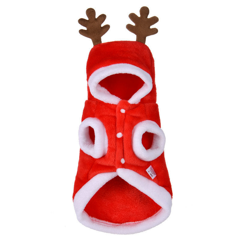 Pet Clothes Autumn And Winter Flannel Festive Clothes Elk Christmas Clothes New Year's Clothes Halloween Christmas Dog Clothes