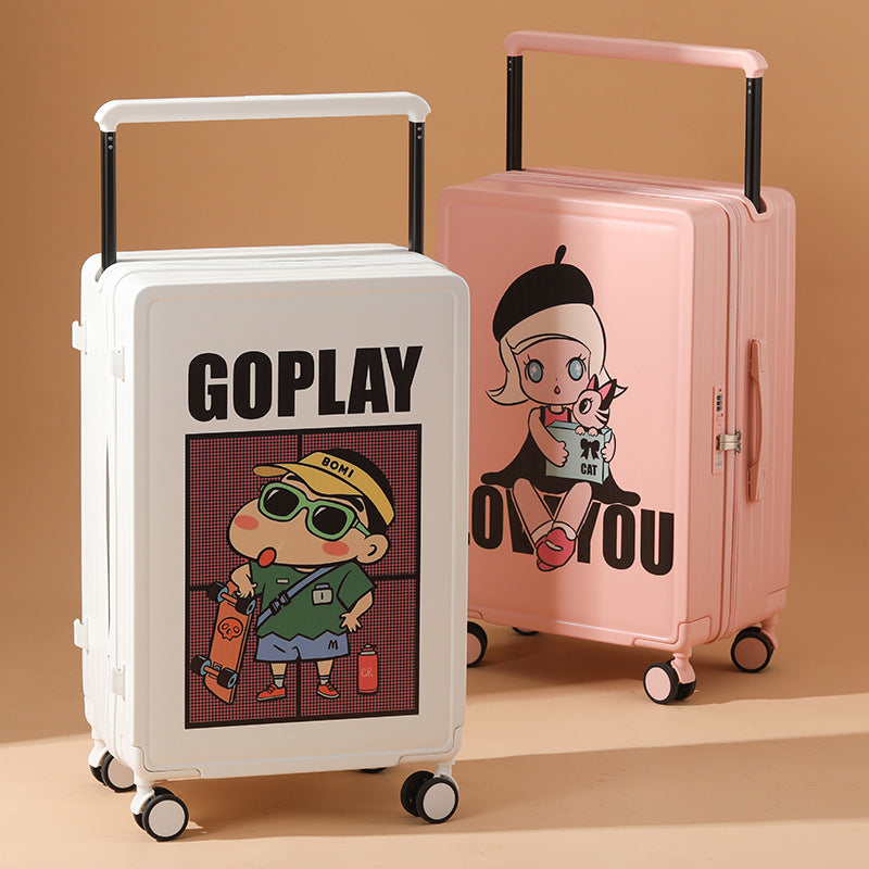 High-Value Ins Solid Color Cartoon Trolley Suitcase For Men And Women 20inch / 24inch Travel Luggage With Combination Lock