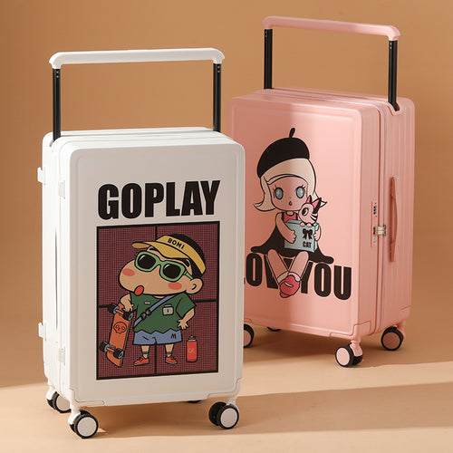 High-Value Ins Solid Color Cartoon Trolley Suitcase For Men And Women 20inch / 24inch Travel Luggage With Combination Lock
