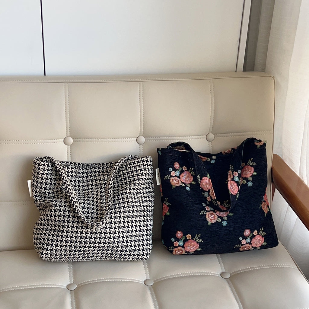 [Suxi Cloth Bag] Flower Retro National Style Women's Shoulder Underarm Bag Artistic Texture Niche Design Small Shoulder Bag