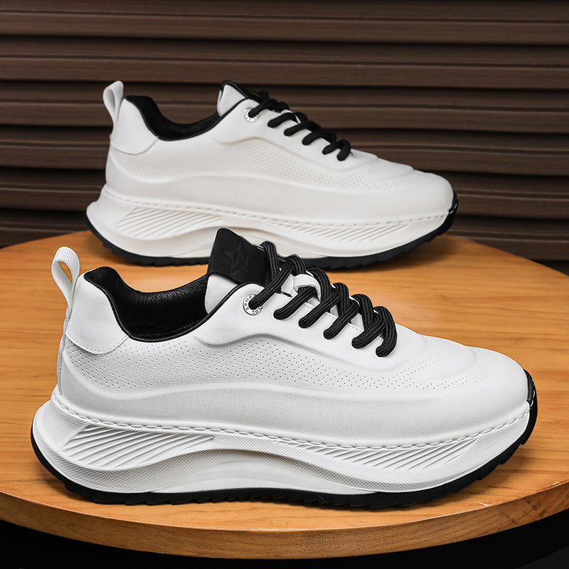 Men's Shoes, Large Size Leather Sports And Casual Shoes, Korean Style Heightening Dad Trendy Shoes, Cross-Border Foreign Trade Popular Thick-Soled Sneakers