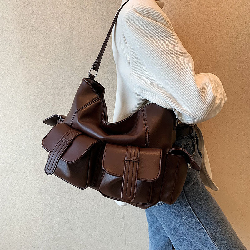 Women's Shoulder Bag 2023 Spring New PU Texture Large Capacity Messenger Bag Trendy Niche Design Underarm Bag Wholesale