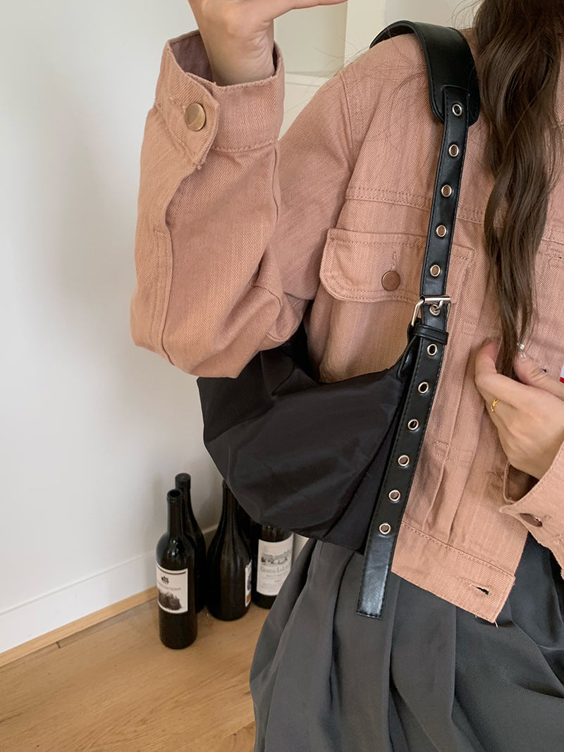 Niche Design Texture Armpit Bag Women's New Retro European And American Trendy Cool Fashion Nylon Bag Versatile Crossbody Bag