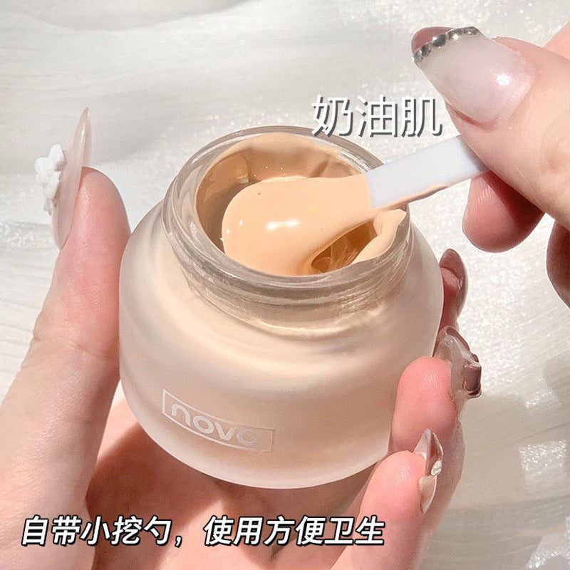 NOVO Luxury Soft Light Foundation Liquid Waterproof Sweat-proof Makeup Concealer Moisturizing Student Party Affordable Foundation Cream