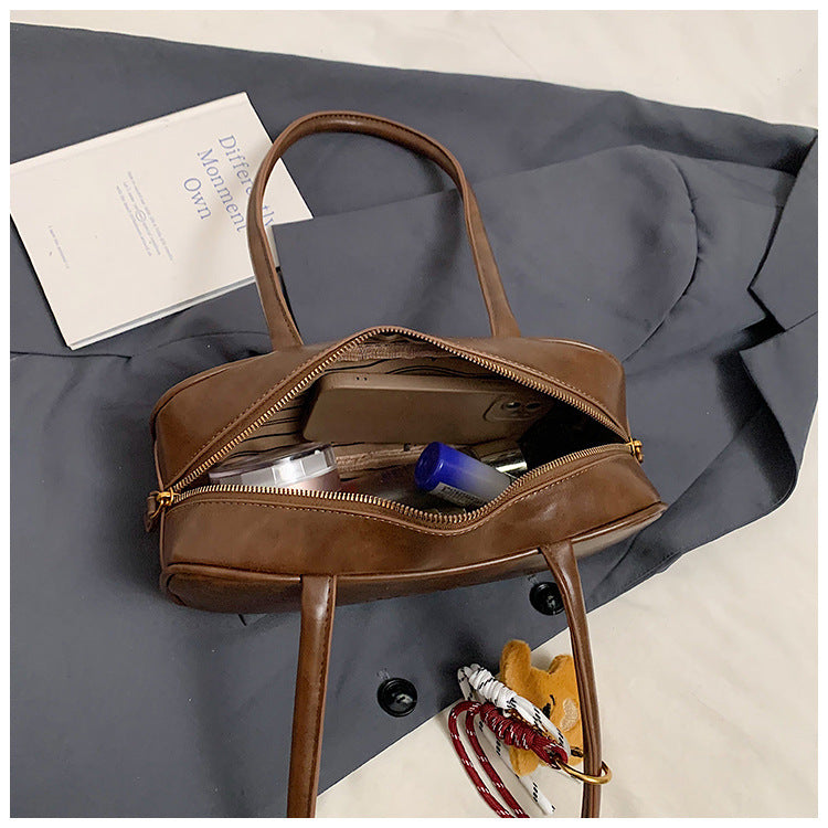 Shoulder Bag Korean Blogger's Same Retro Bowling Handbag Autumn And Winter Texture Niche Design Commuter Bag For Women