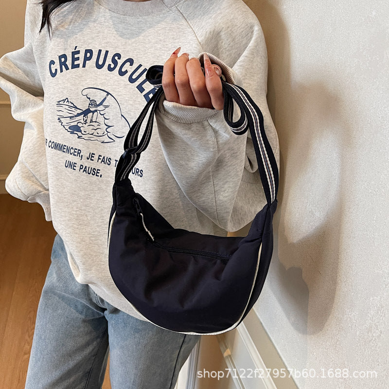Simple High-grade Texture Canvas Bag Women's 2025 New Niche Design Crossbody Bag Casual Commuter Dumpling Bag