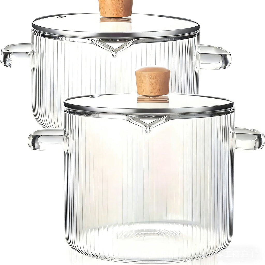 High Borosilicate Glass Pot For Instant Noodles, Household Baby Food Pot, Double-Ear Soup Pot, Suitable For Open Flame Cooking, Red Wine Pot, Cross-Border Popular Pot