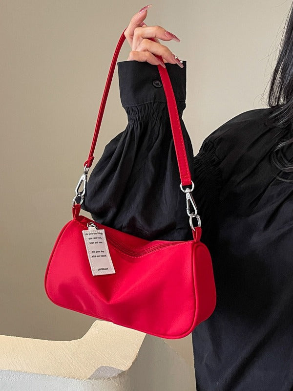 Red Bag For Women 2025 New High-End Single Shoulder Satchel Armpit Bag Niche Design Simple Versatile Commuter Bag