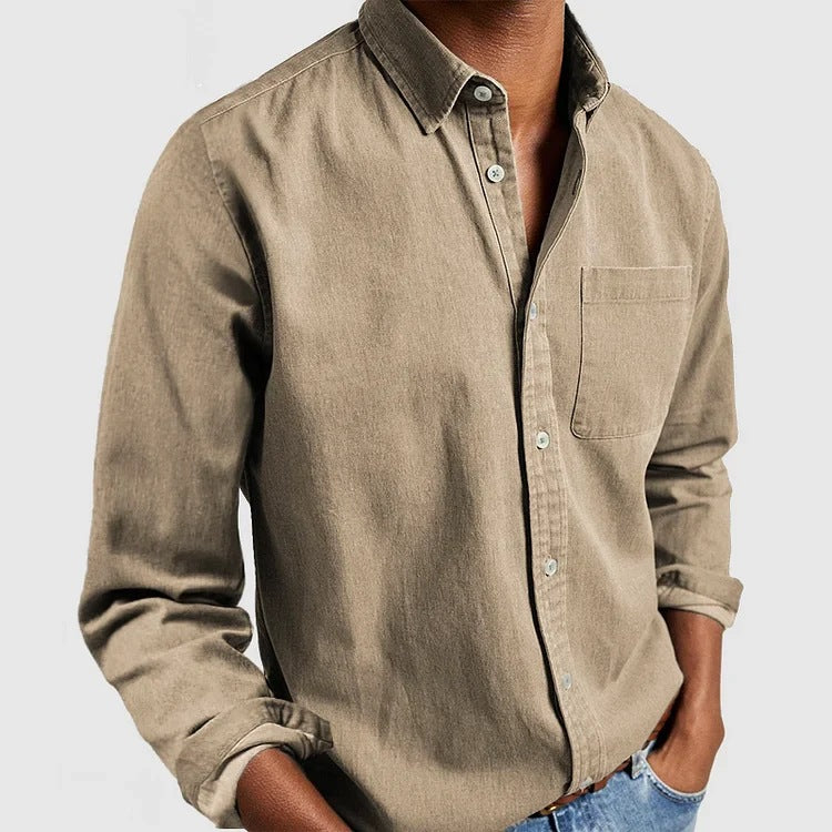 2024 Cross-border Export E-commerce New Amazon Independent Station Men's Shirt New Long-sleeved Lapel Men's Shirt