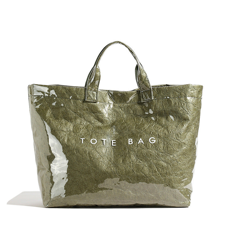 Manufacturer Customized Retro Waterproof Dupont Paper Shoulder Bag, Fashionable Work Clothing Large Capacity Tear-Resistant Kraft Paper Handbag