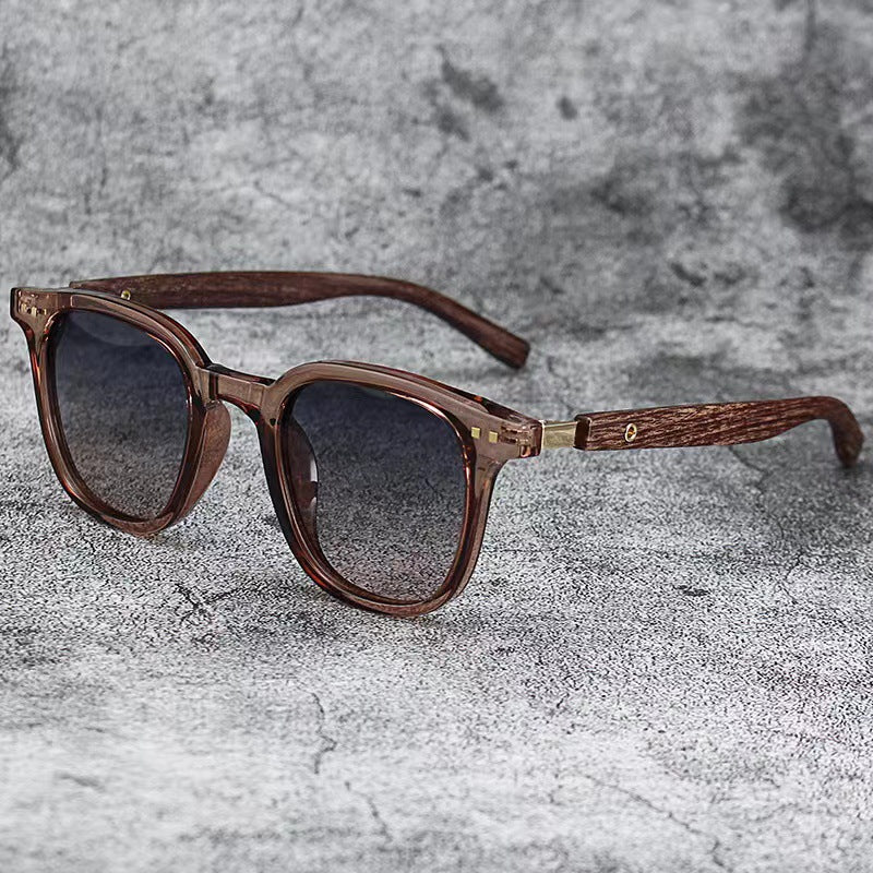 Wood Grain Leg Rice Nail Sunglasses Women's European And American Ins Wind Sunglasses Men's Sunshade Sunglasses