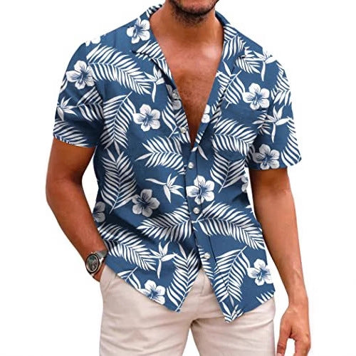 New Arrival Seaside Hawaiian Flower Shirt Men's Half-Sleeve Quick-Dry Beach Short-Sleeved Flower Shirt For Men And Women
