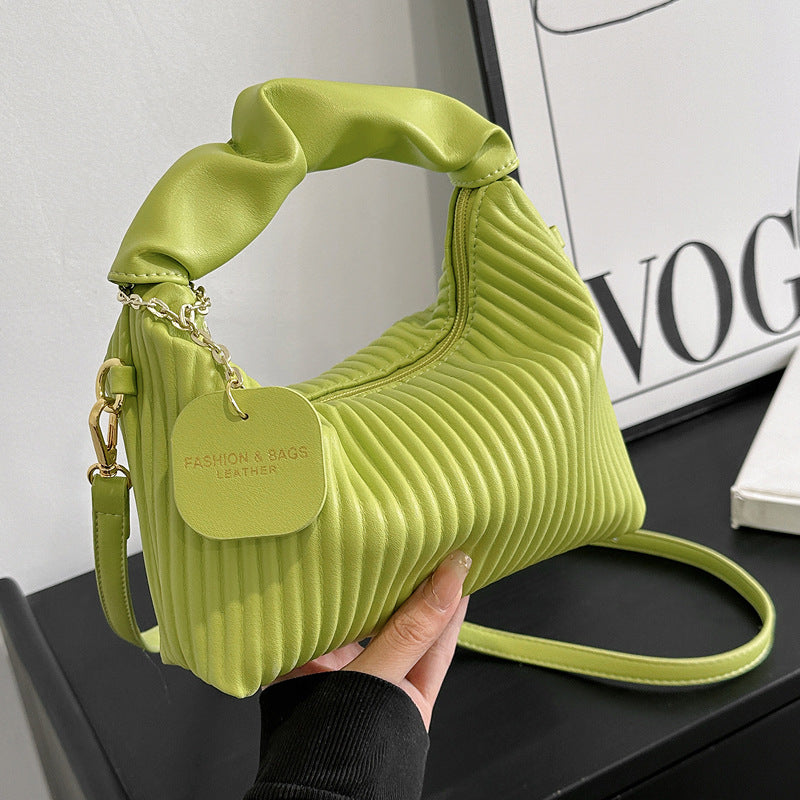 Textured Vertical Striped Handbag 2023 New Niche Design Shoulder Messenger Bag Western Style All-match Bag For Women Wholesale