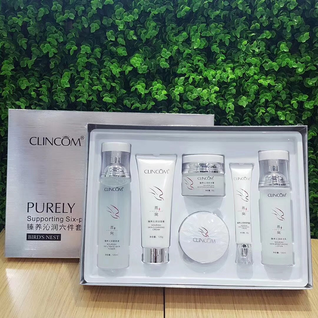 Qian Kou Bird's Nest Skin Care Products Suit Nourishing Cosmetics Skin Care Products Suit Toner Lotion Cream 6-piece Set