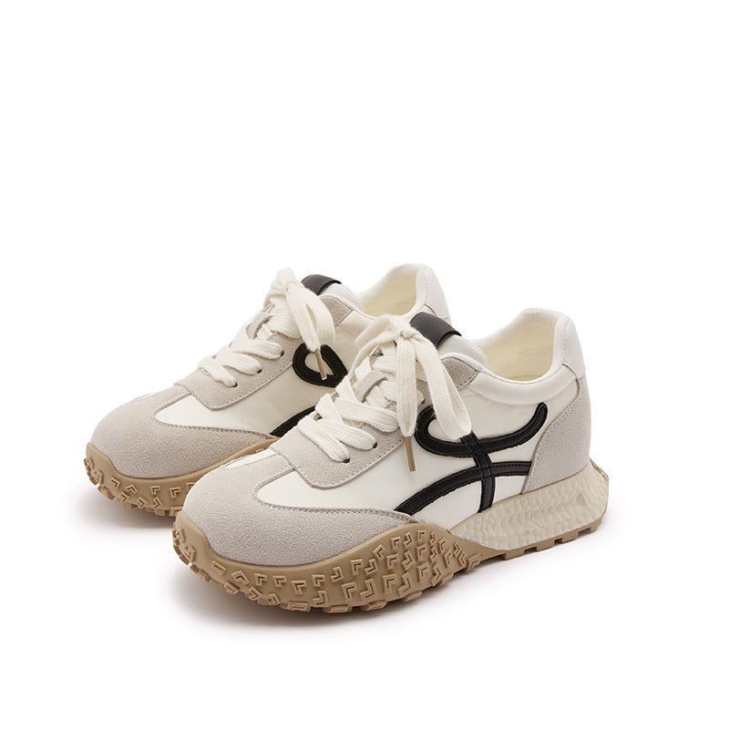 Genuine Leather ~ 7CM Inner Heightening German Training Shoes Women's Shoes Summer Thick Bottom Small Retro Casual Sneaker Torre Shoes