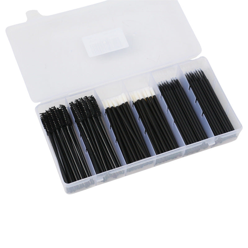 Lip Brush Mascara Brush Eyeliner Powder Puff Clip Set Plastic Six-compartment Storage Box Multi-compartment Beauty Tool