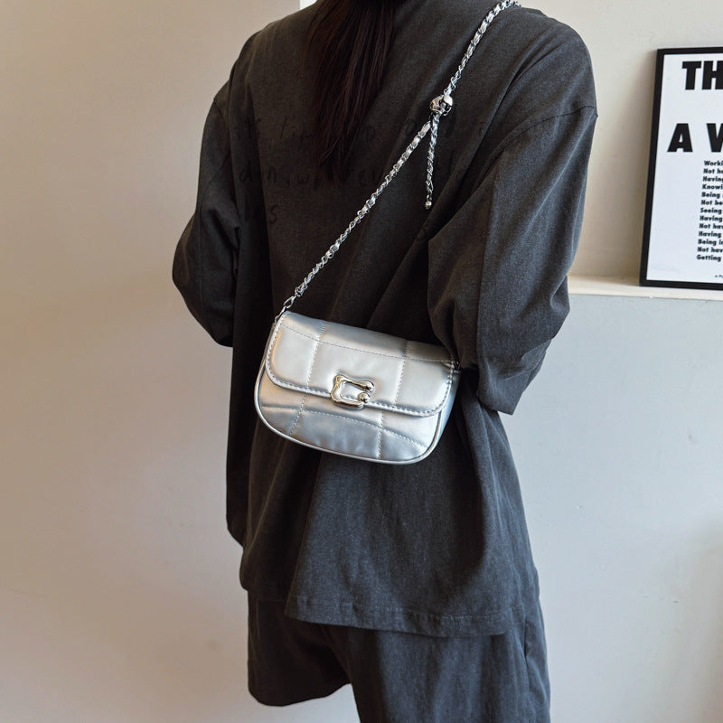 Silver Bag For Women 2025 New Trendy Niche Design Chain Armpit Shoulder Bag High-Quality Texture Crossbody Bag For Women