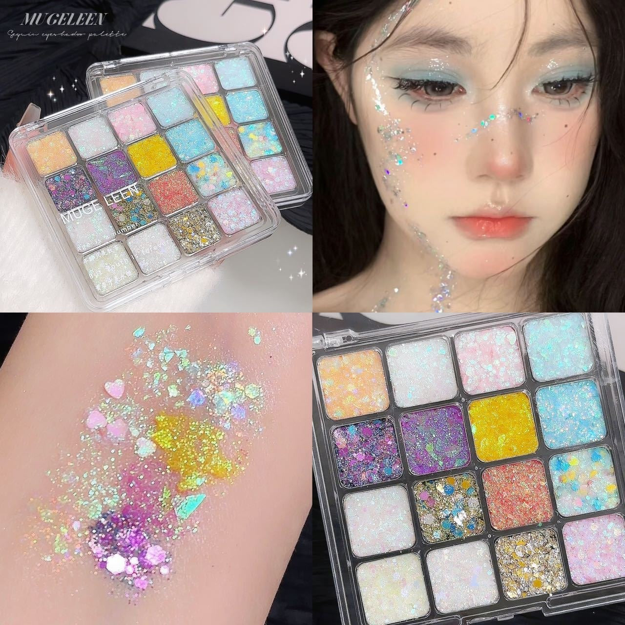 Glue-free Stage Makeup Gel Sequins Color Eye Shadow Cos Makeup Play Makeup Performance Makeup Shiny Self-adhesive