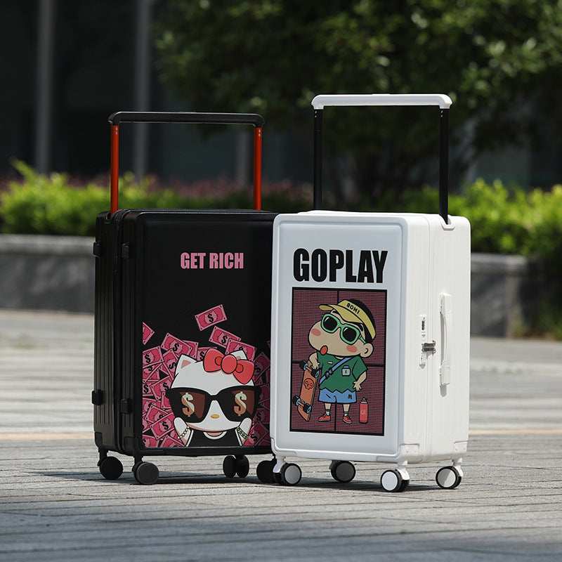 High-Value Ins Solid Color Cartoon Trolley Suitcase For Men And Women 20inch / 24inch Travel Luggage With Combination Lock