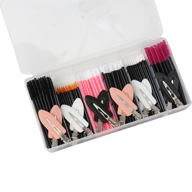 Lip Brush Mascara Brush Eyeliner Powder Puff Clip Set Plastic Six-compartment Storage Box Multi-compartment Beauty Tool