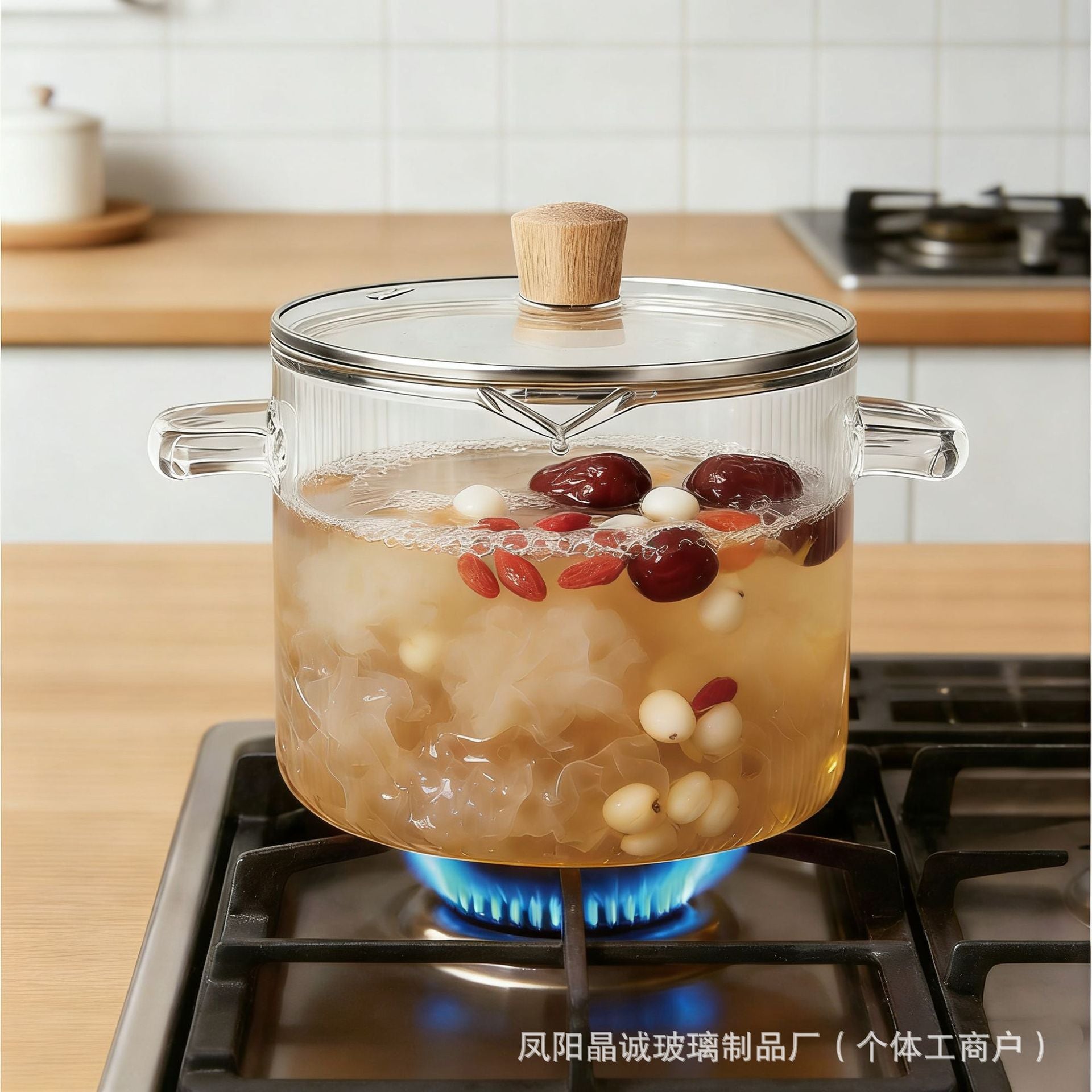 High Borosilicate Glass Pot For Instant Noodles, Household Baby Food Pot, Double-Ear Soup Pot, Suitable For Open Flame Cooking, Red Wine Pot, Cross-Border Popular Pot