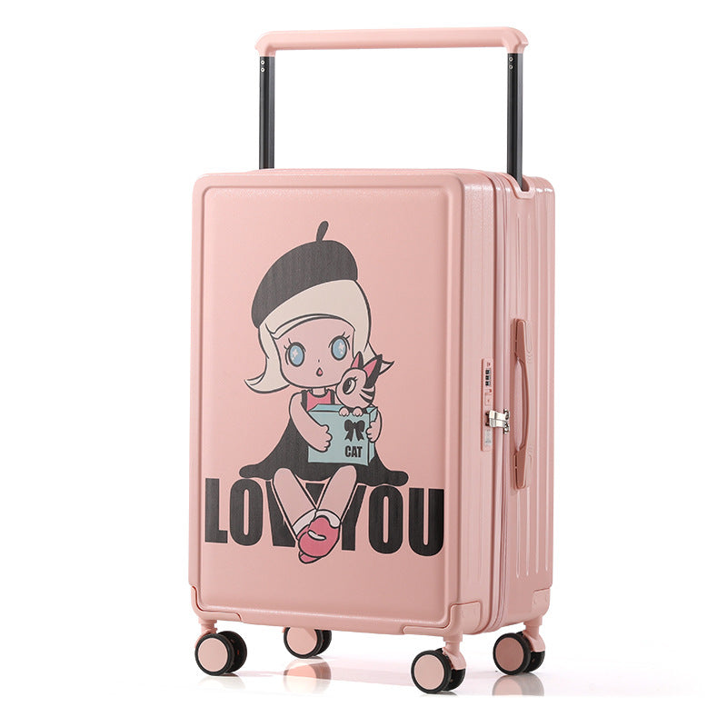 High-Value Ins Solid Color Cartoon Trolley Suitcase For Men And Women 20inch / 24inch Travel Luggage With Combination Lock